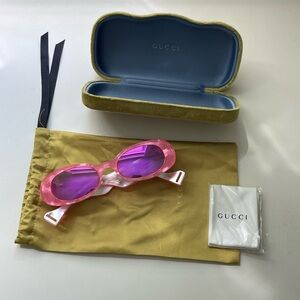 Pink Gucci Oval Frame Sunglasses